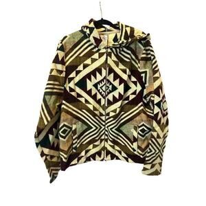 Tejidos Camm Alpaca Blend Southwest Zipper Jacket Hoodie Aztec Equador Mens M